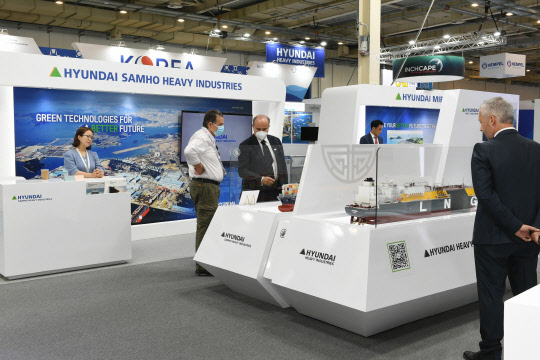 글로벌 조선해양 박람회 '포시도니아(Posidonia) 2022'에 참석한 현대중공업그룹 전시부스. <현대중공업그룹 제공>